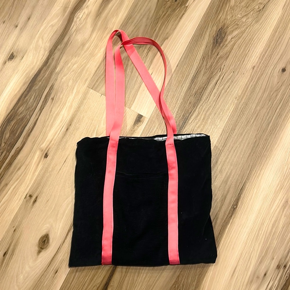 Black corduroy tote bag